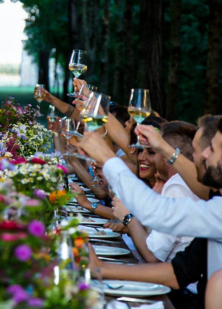 A finely decorated table at an outdoor event